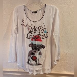 2/$18 Christmas Top with Chihuahua Puppy Dog